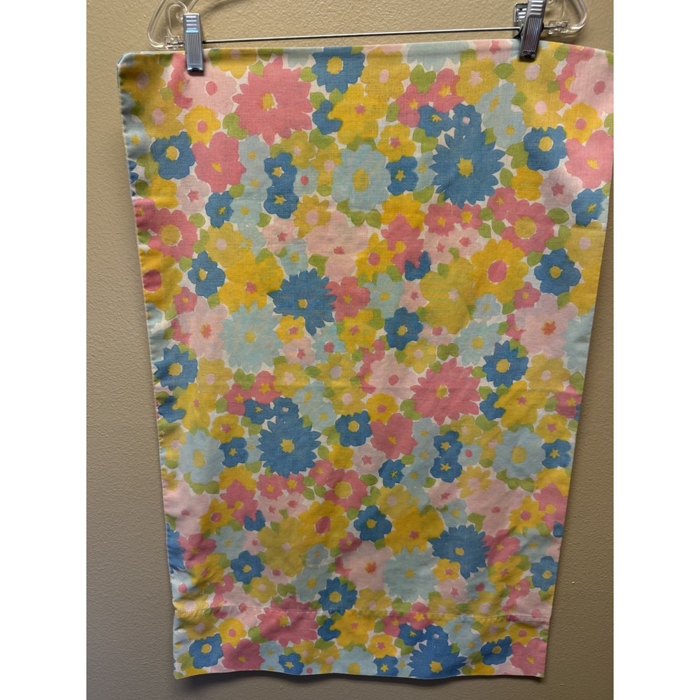 VINTAGE Dan River Dantrel Pillowcase ONE SINGLE Floral Hippie 70's Retro No Iron